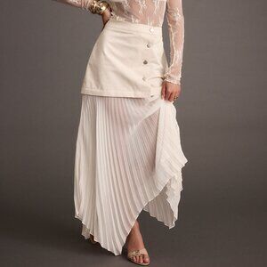 12th Tribe Whitney Bone Layered Pleated Maxi Skirt Size S
